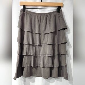 Garnet Hill Womens Ruffle Mini Skirt Size XS Gray Flutter Fairygrunge Whimsigoth